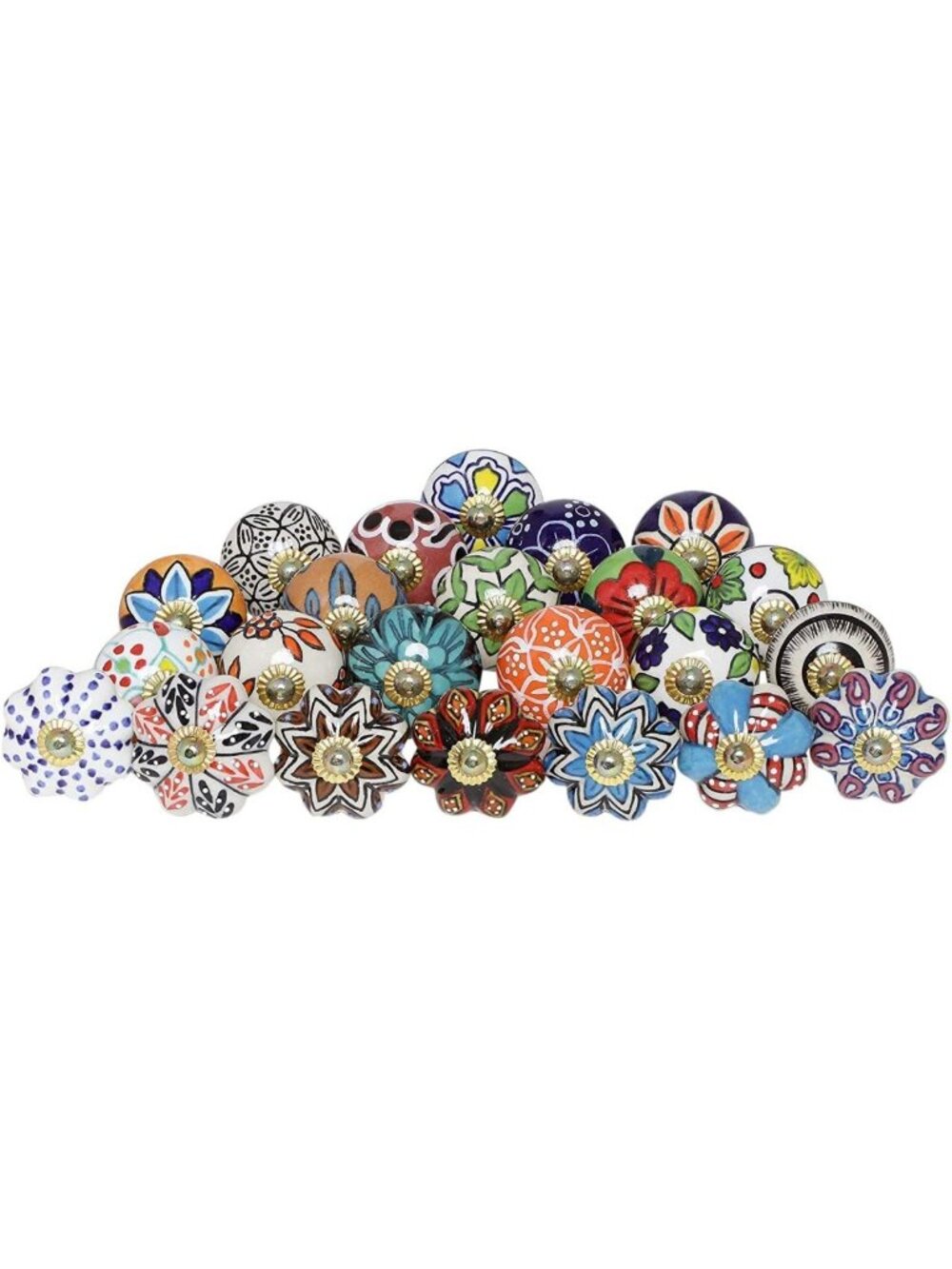 Colorful Ceramic Drawer Pulls - 30 Pack Assorted Knobs for Boho Home Decor